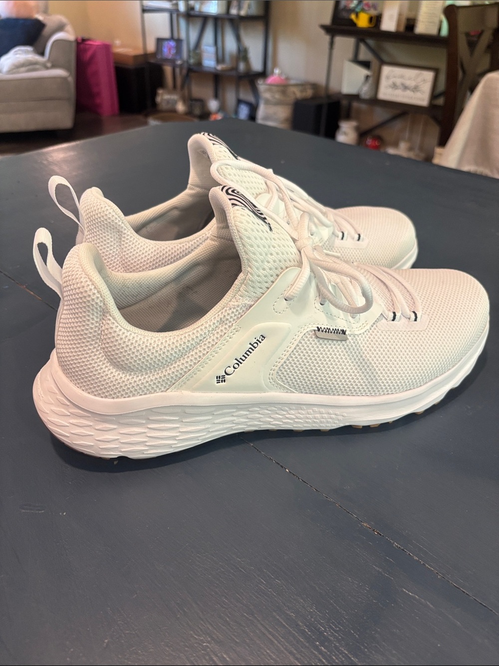 Columbia White Mesh Trail Sneakers with Tan Toe Accents - Picture 4 of 7